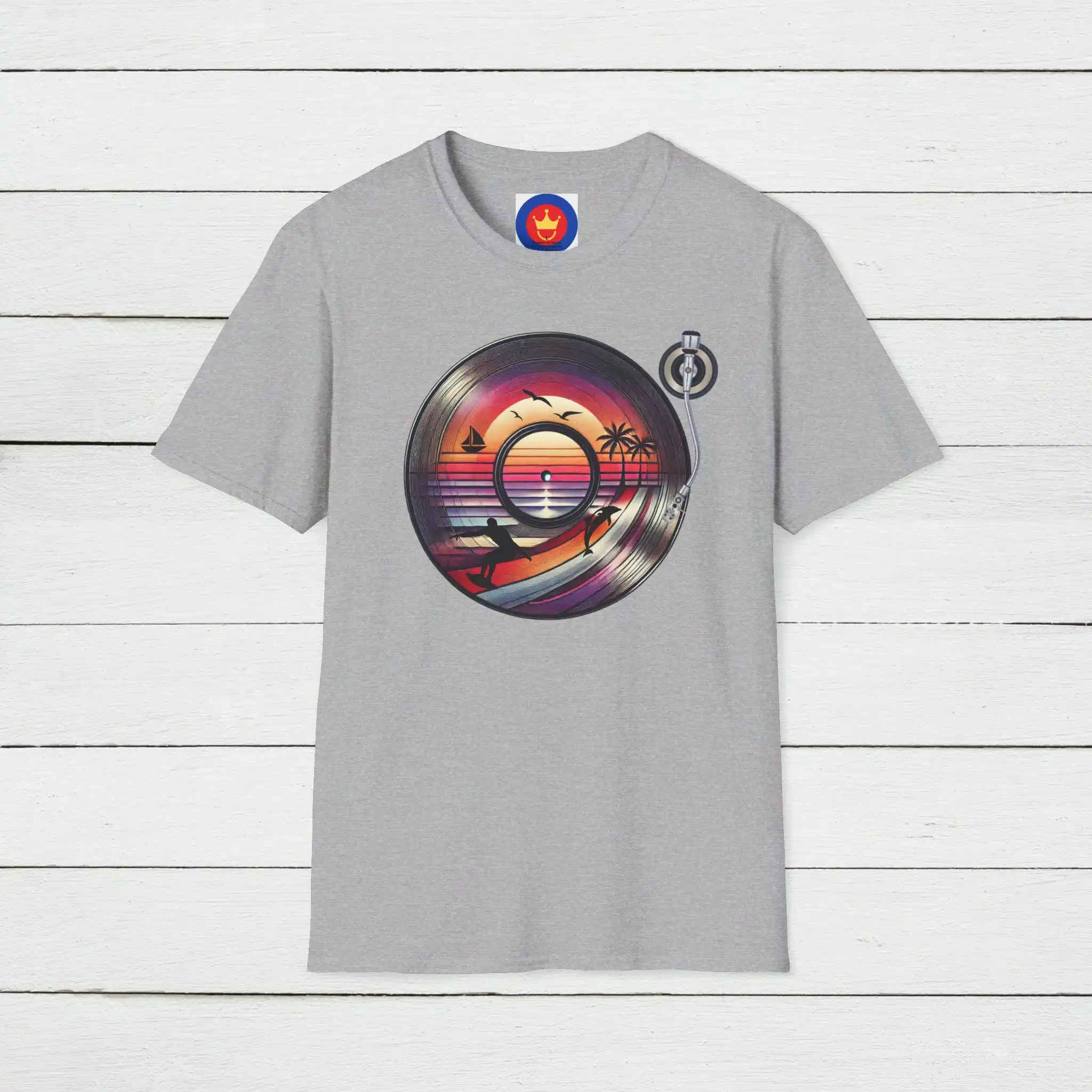 Men'S Fashion 70S - Camiseta Retrô de Praia em Vinil