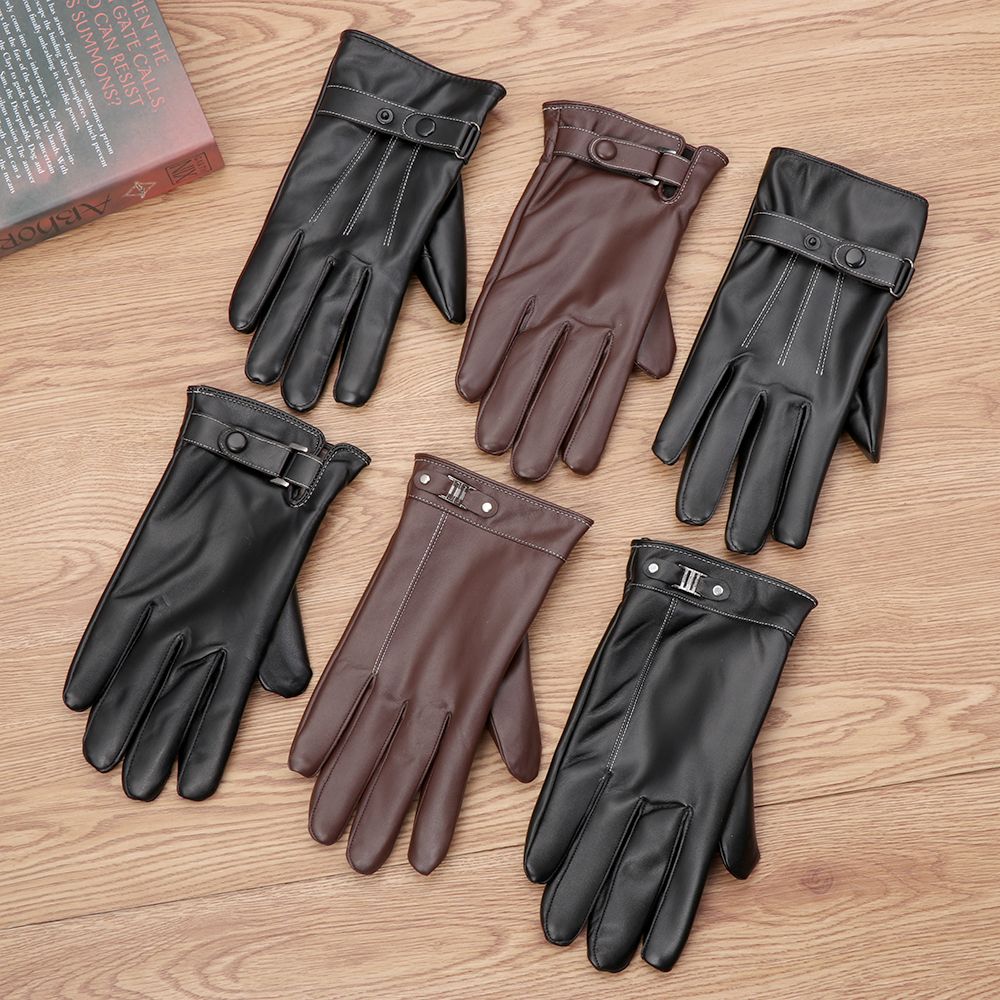 Men'S Fashion Gloves - Luvas de couro térmico de lã