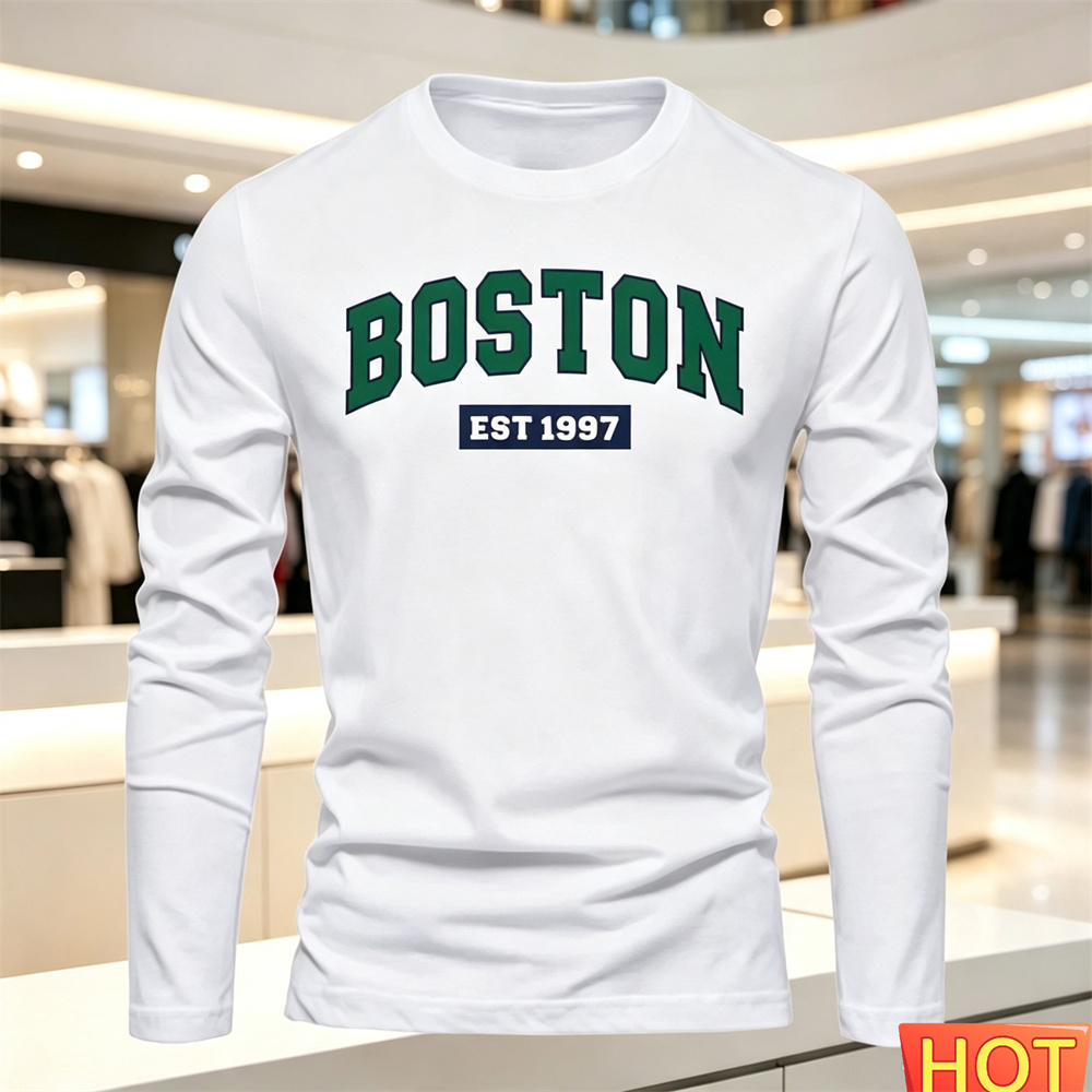 Men'S Spring Fashion - Camiseta masculina de manga comprida, outono-verão,