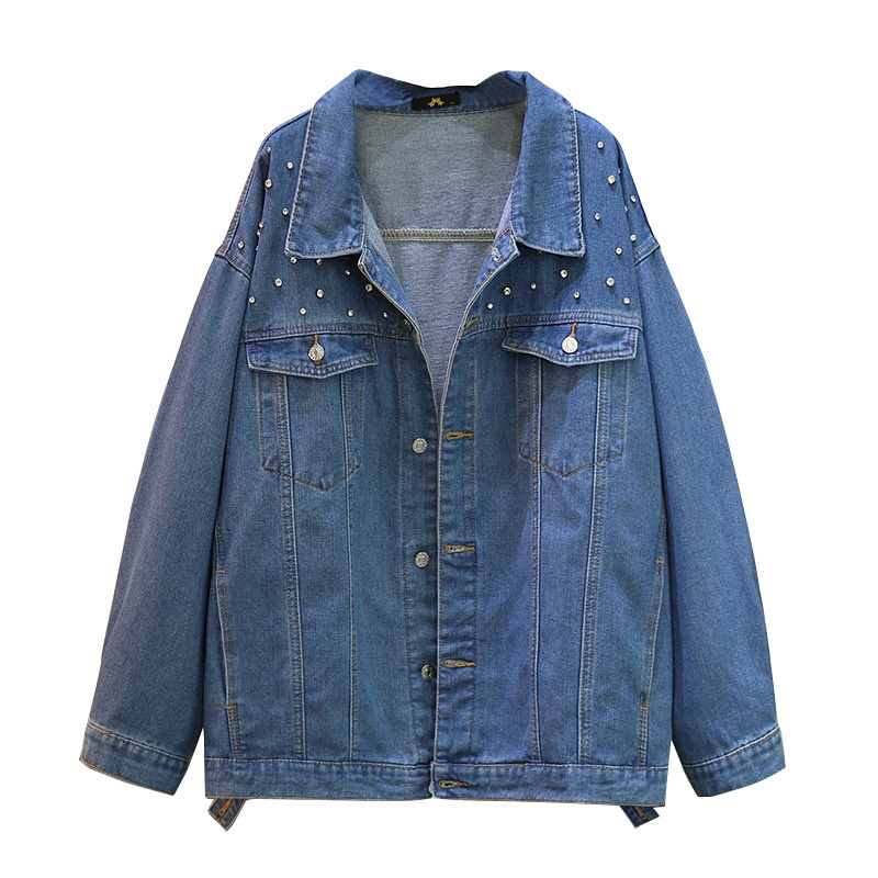 Denim Jacket Vintage - Jaqueta jeans de tamanho grande feminina,