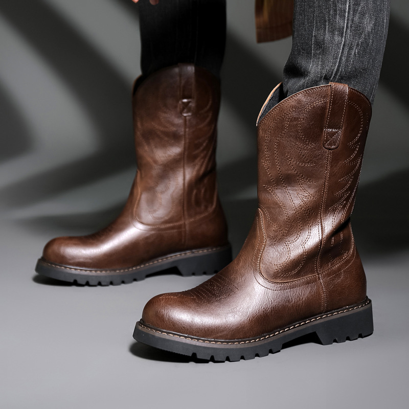 Mens Fashion Zapatos - Moda masculina botas de cowboy novo