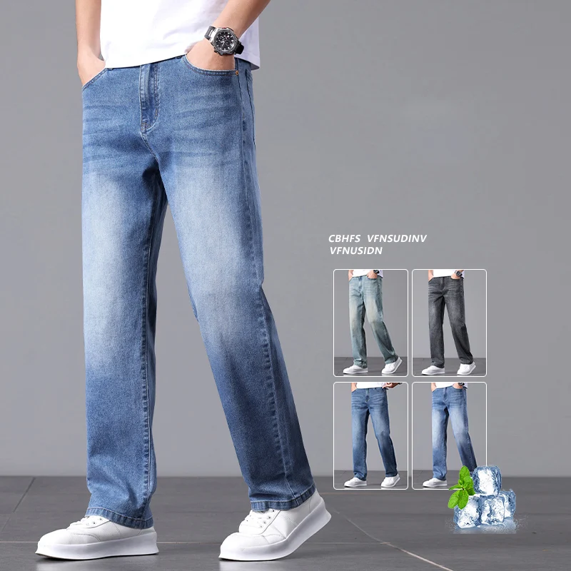 Men'S Fashion Jeans 2025 - Calça jeans elástica de algodão alto