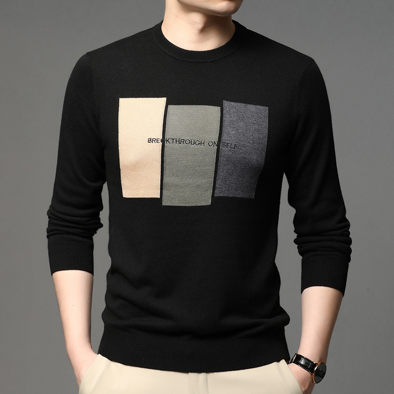 Mens Fashion Jumpers - Suéter masculino de malha jacquard da