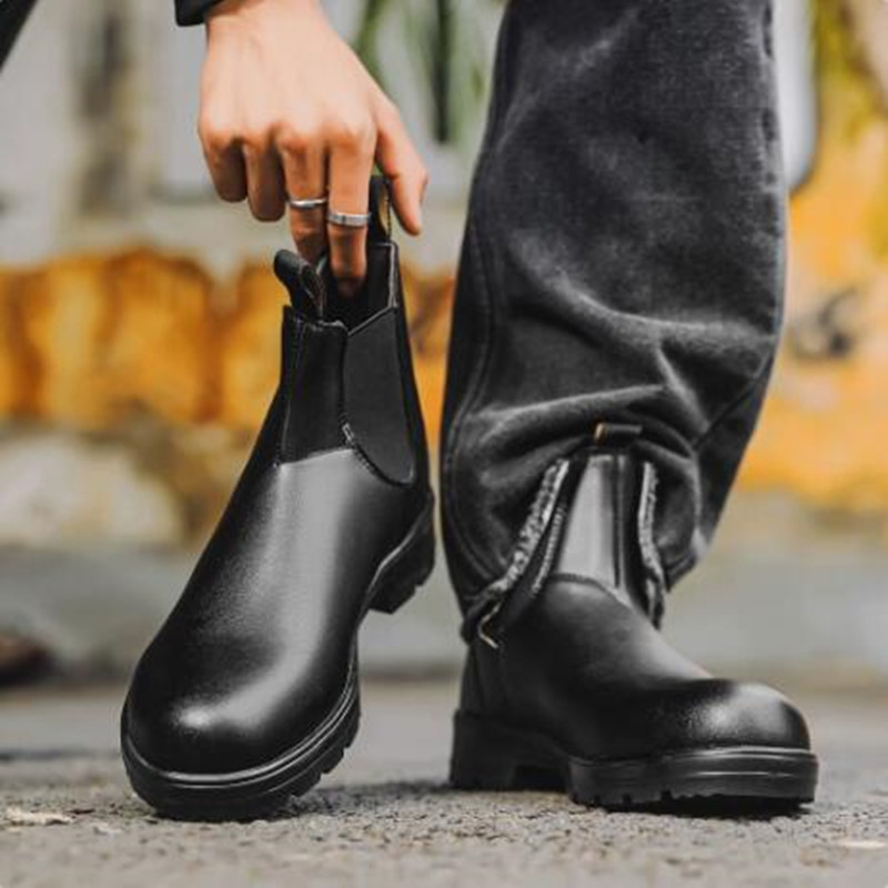Mens Fashion Zapatos - Botas Unissex de Couro Retrô Antiderrapantes
