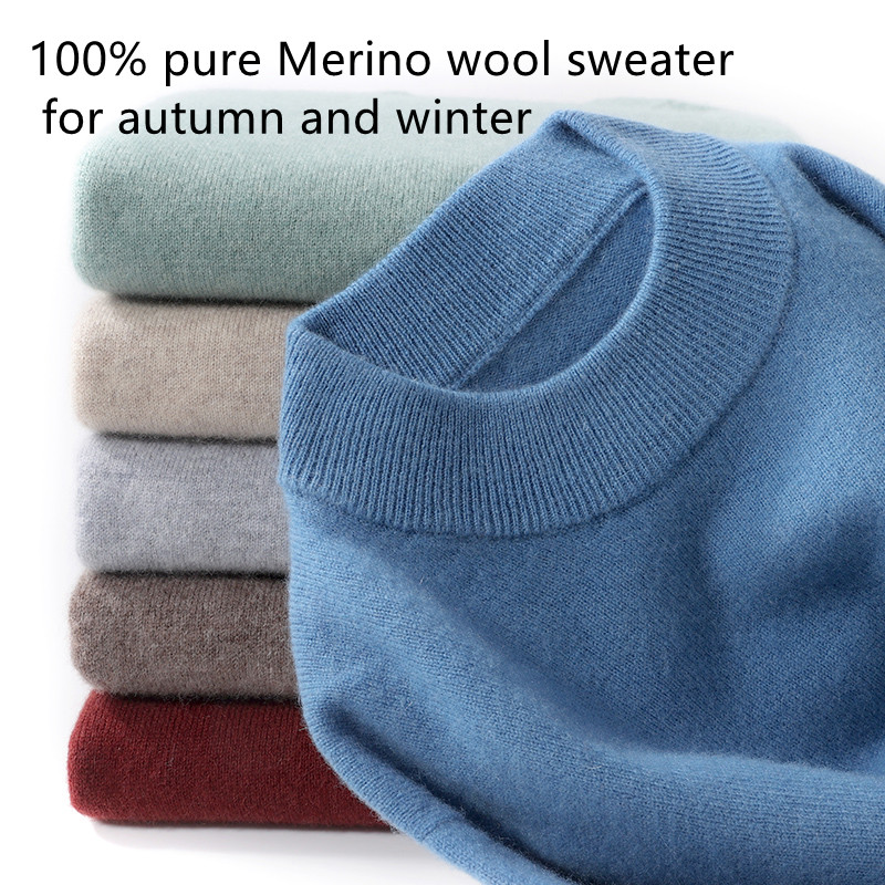 Mens Fashion Jumpers - 100% lã merino pura masculina semi