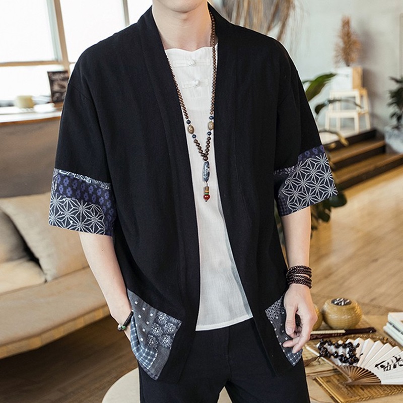 Mens Fashion Jumpers - Kimono japonês masculino cardigan streetwear yukata