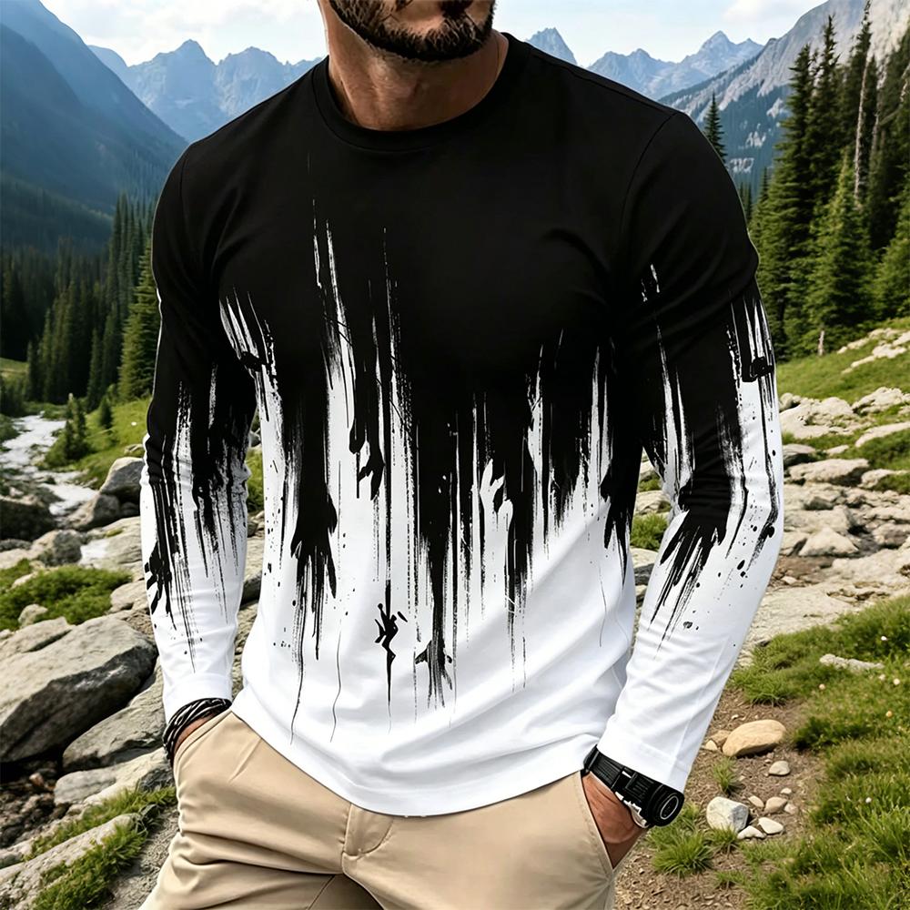 Men'S Spring Fashion - Camiseta Masculina de Manga Longa com