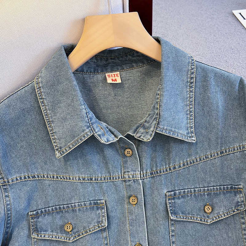 Camisa jeans retrô para mulher - Denim Jacket Vintage avaliação e preço