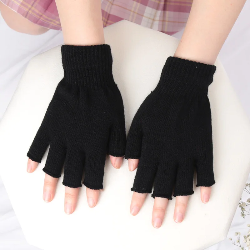 Unissex preto meio dedo luvas  - Men'S Fashion Gloves avaliação e preço