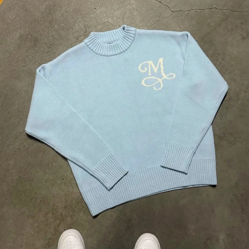 Suéter de Malha Azul Celeste Y - Mens Fashion Jumpers avaliação e preço