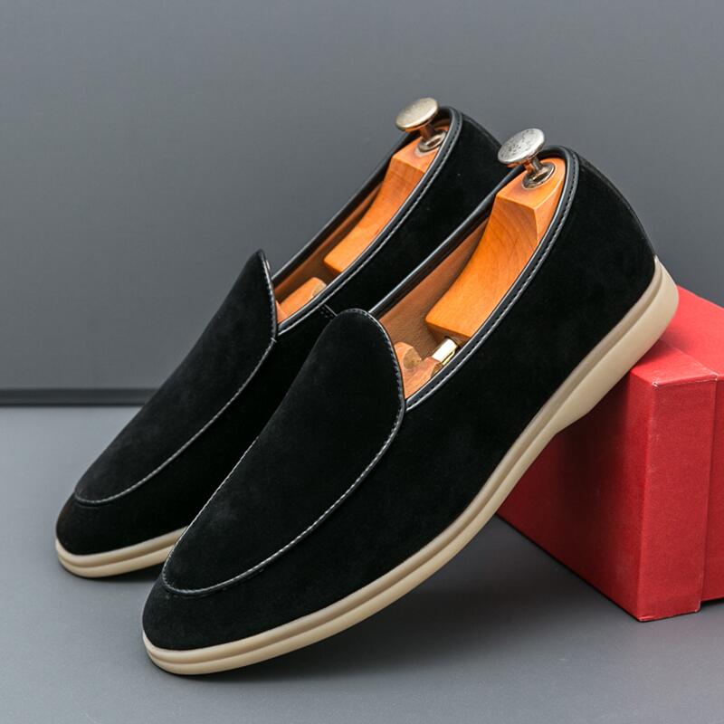 Moda masculina marca de luxo s - Suede Loafers Men avaliação e preço