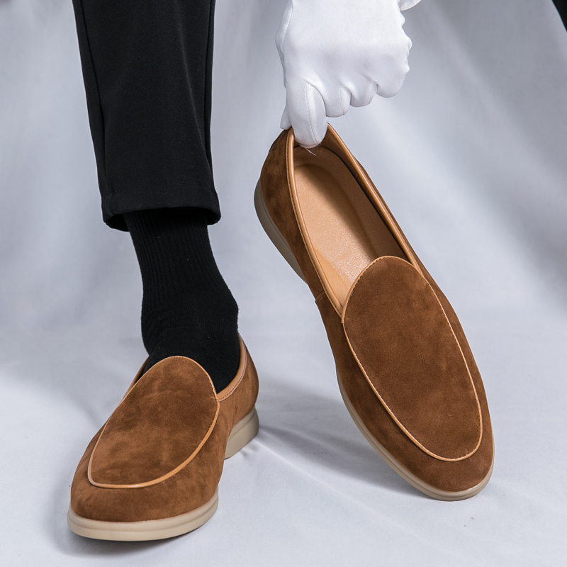 Moda masculina marca de luxo s - Suede Loafers Men avaliação e preço