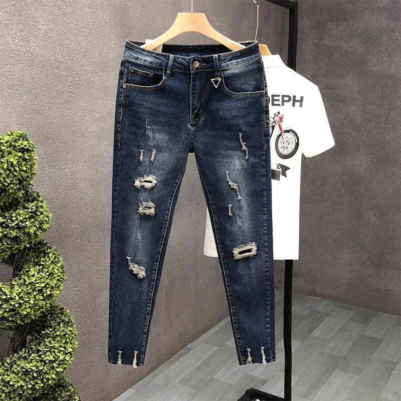 Calças de brim cortadas para h - Men'S Fashion Jeans 2025 avaliação e preço