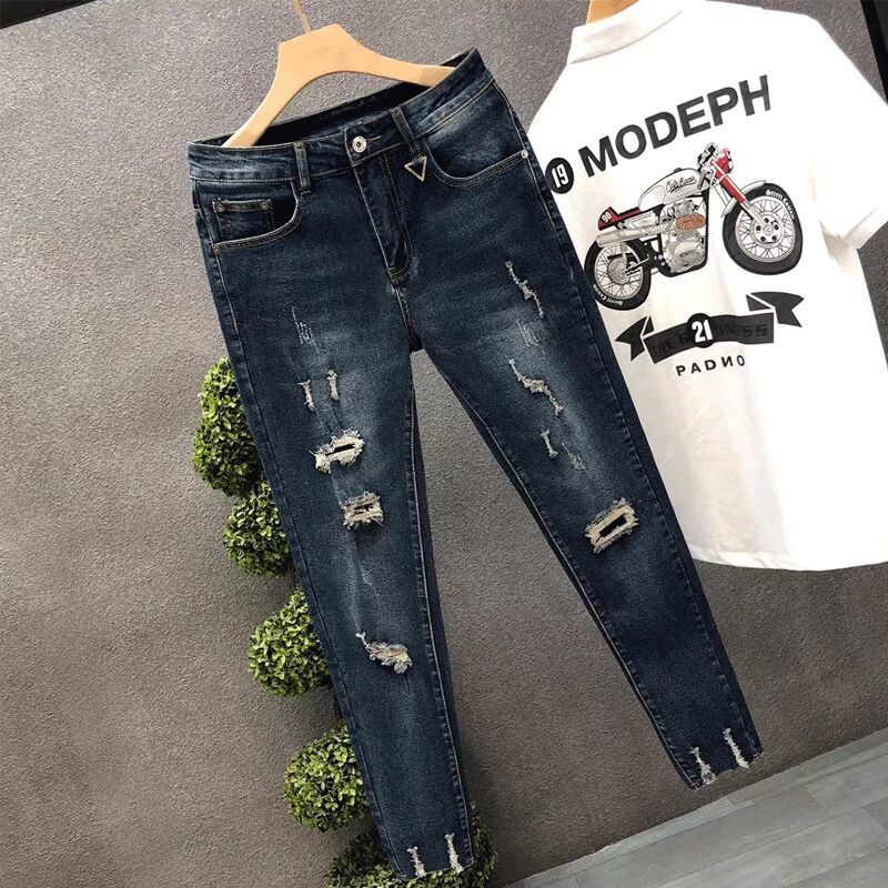 Calças de brim cortadas para h - Men'S Fashion Jeans 2025 avaliação e preço