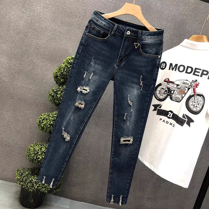 Calças de brim cortadas para h - Men'S Fashion Jeans 2025 avaliação e preço