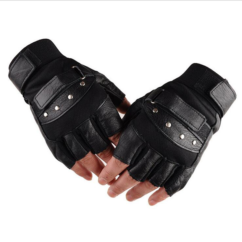 Metade do dedo couro luvas de  - Men'S Fashion Gloves avaliação e preço