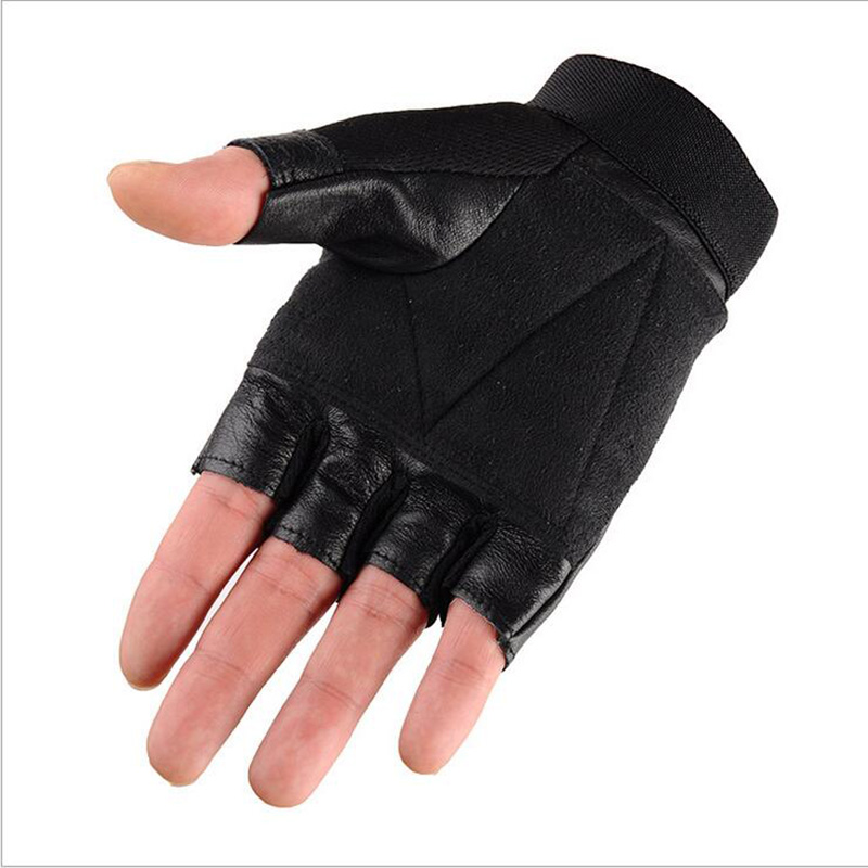Metade do dedo couro luvas de  - Men'S Fashion Gloves avaliação e preço