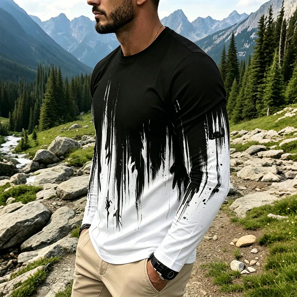 Camiseta Masculina de Manga Lo - Men'S Spring Fashion avaliação e preço