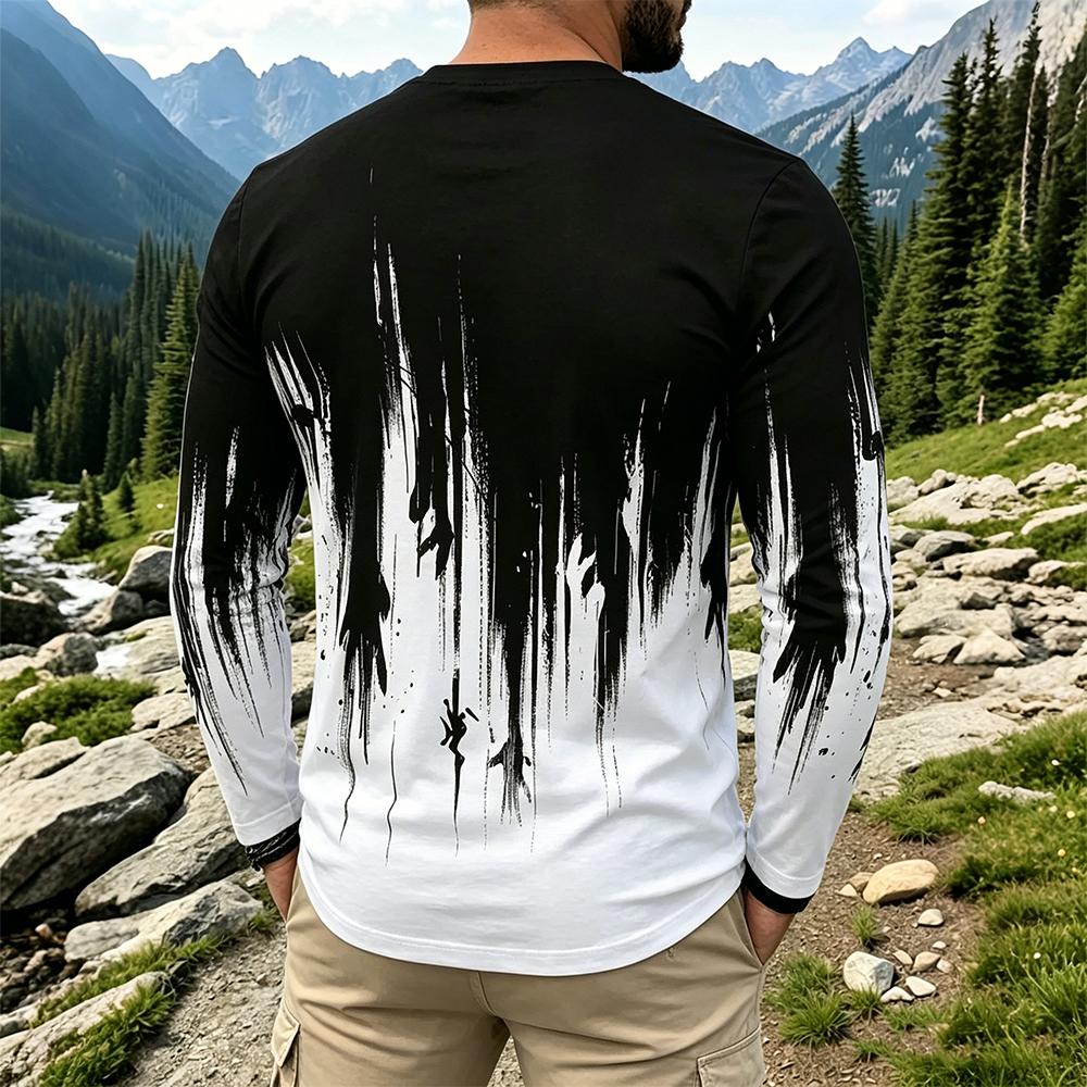 Camiseta Masculina de Manga Lo - Men'S Spring Fashion avaliação e preço